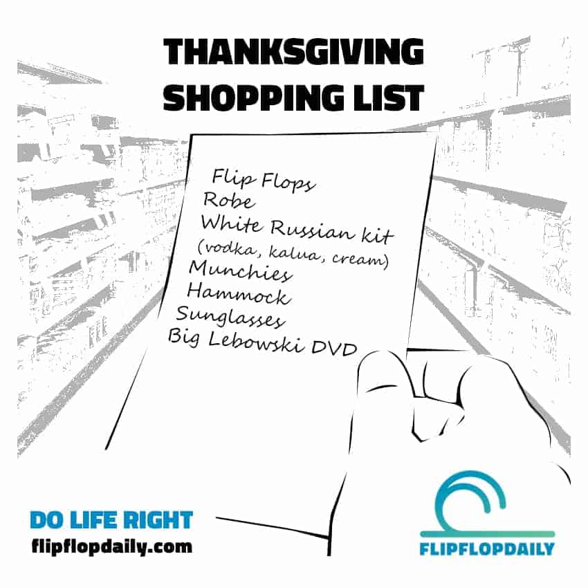 thanksgiving shopping list flip flop